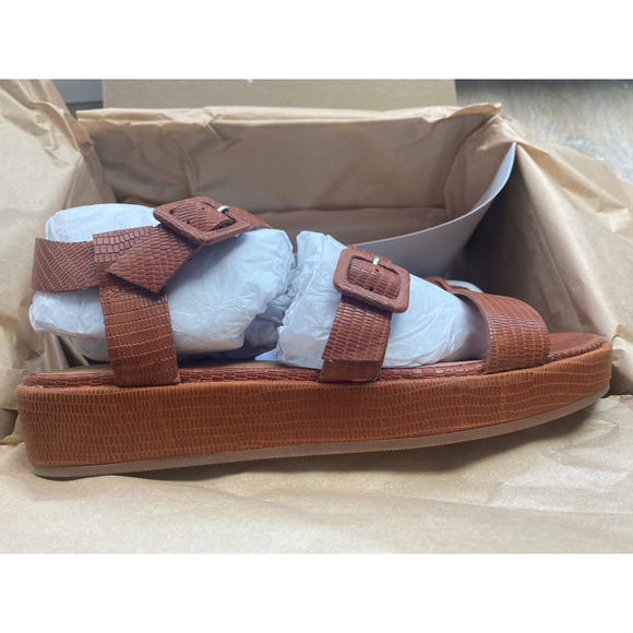 SOLD Madewell The Robin Platform Sandal in Lizard Embossed Leather - Picture 4 of 11